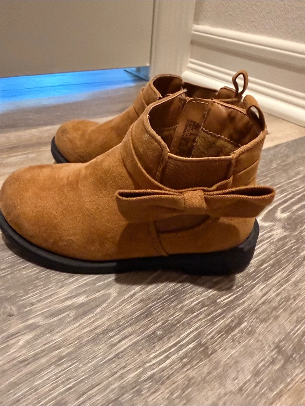 GAP Kids Brown Suede Bow Ankle Boots with Bow Detail